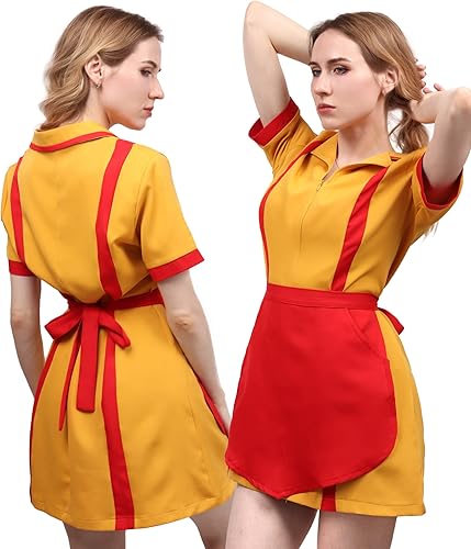 Miniatura 2 de DAZCOS Disfraz de camarera para mujer, talla estadounidense, uniforme amarillo, fiesta, Halloween, Navidad, cosplay