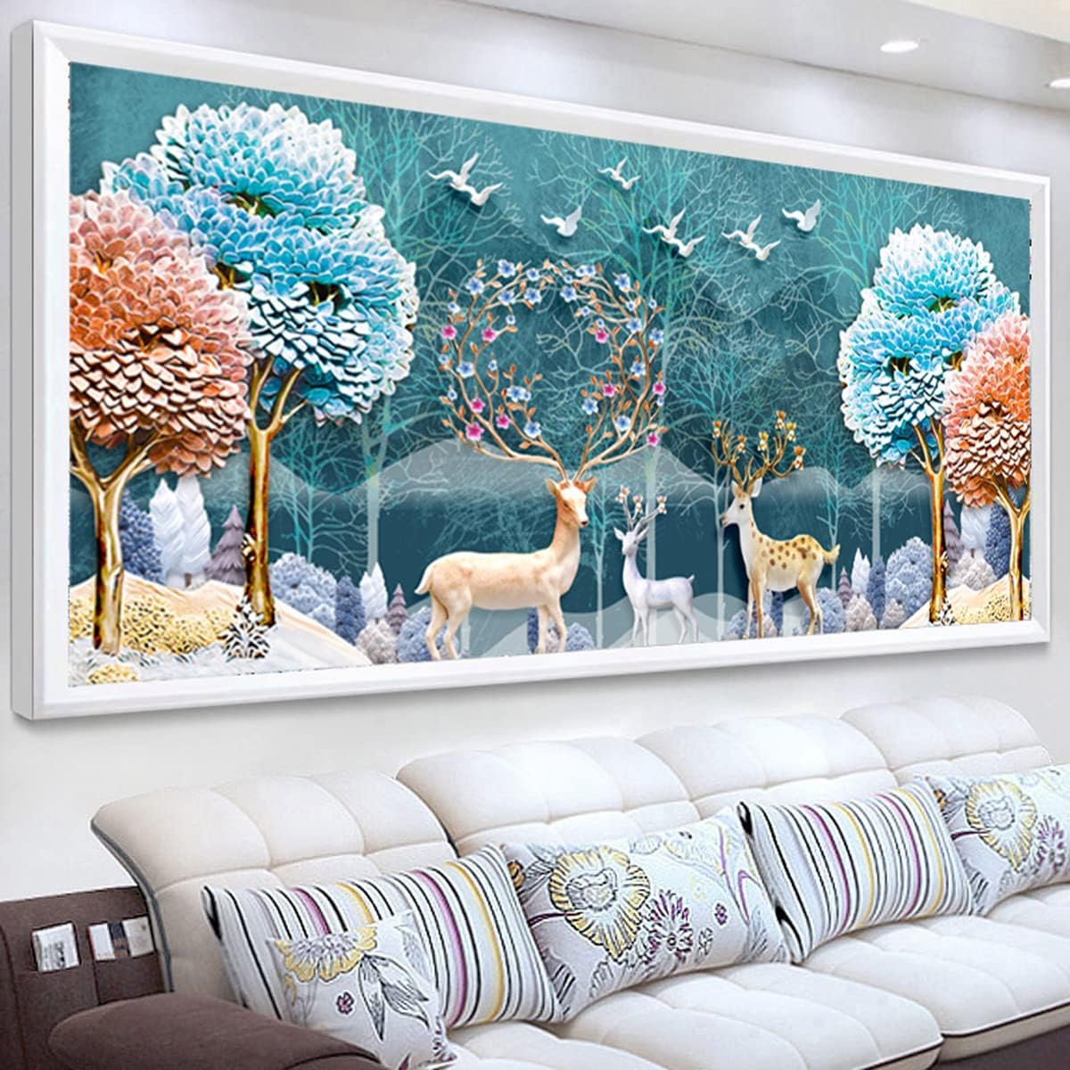 Instarry 5D DIY Diamond Painting Large Size Deer Mosaic Rhinestones Embroidery Home Office Decor Art Set 47.2x19.7 inch