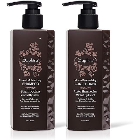 Saphira Mineral Moisturizing Shampoo and Conditioner, Hydrating for Dry, Damaged, Bleached & Color-Treated Hair, Sulfate-Free, Paraben-Free, Nourishes & Revitalizes Lifeless Hair