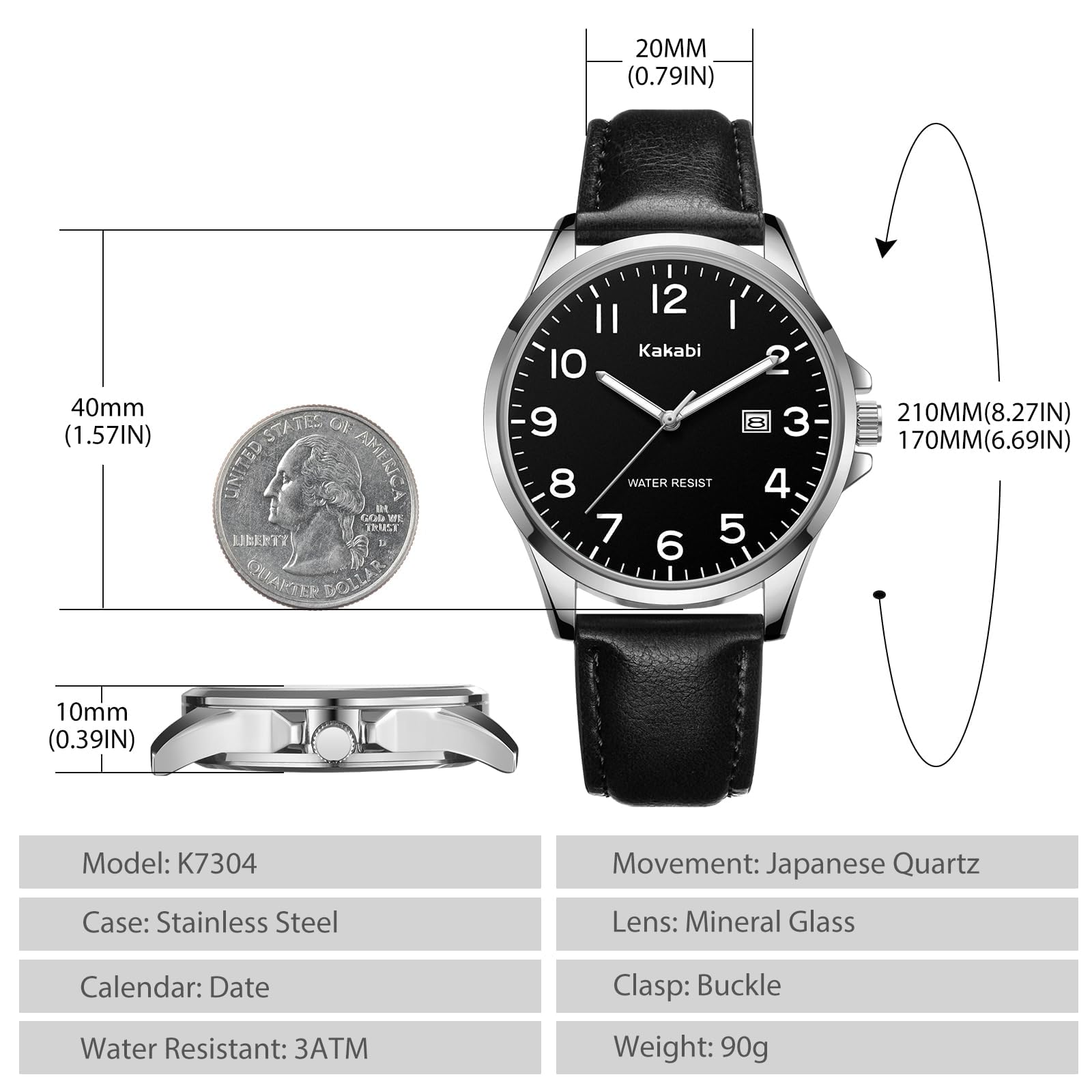 Timever Herren Armbanduhr Quarzuhr Analog mit Lederarmband,3 Zeiger,Datum,3 ATM Wasserdicht,Großen Ziffern,Geschenk für Männer