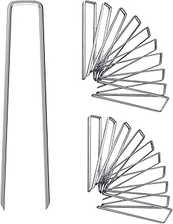 UPMCT 6 Inch Galvanized Garden Landscape Staples Stakes 50 100 PCS Anti-Rust Garden Staples U-Shaped Landscape Pins for Secure Lawn Fabric (50, 6 Inch)