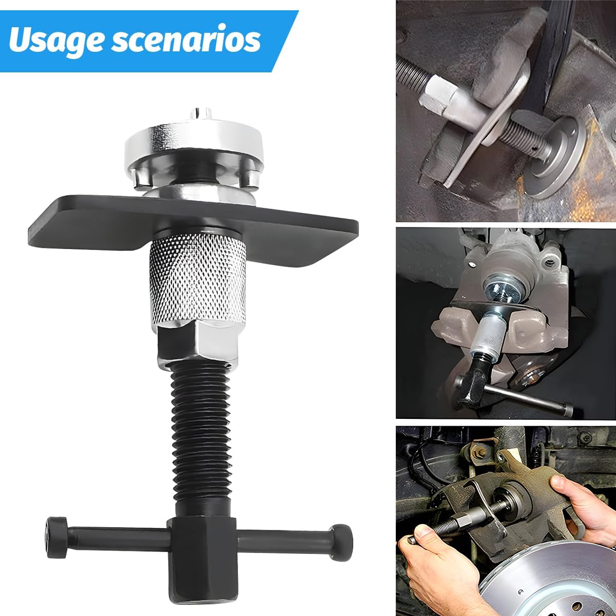 3PCS/Set Car Brake Piston Wind Back Tool, Vehicle Disc Brake Caliper Piston Rewind Right Handle Set, Automobile Rear Wind Back Pad Replacement Tool, Universal for RV Truck SUV