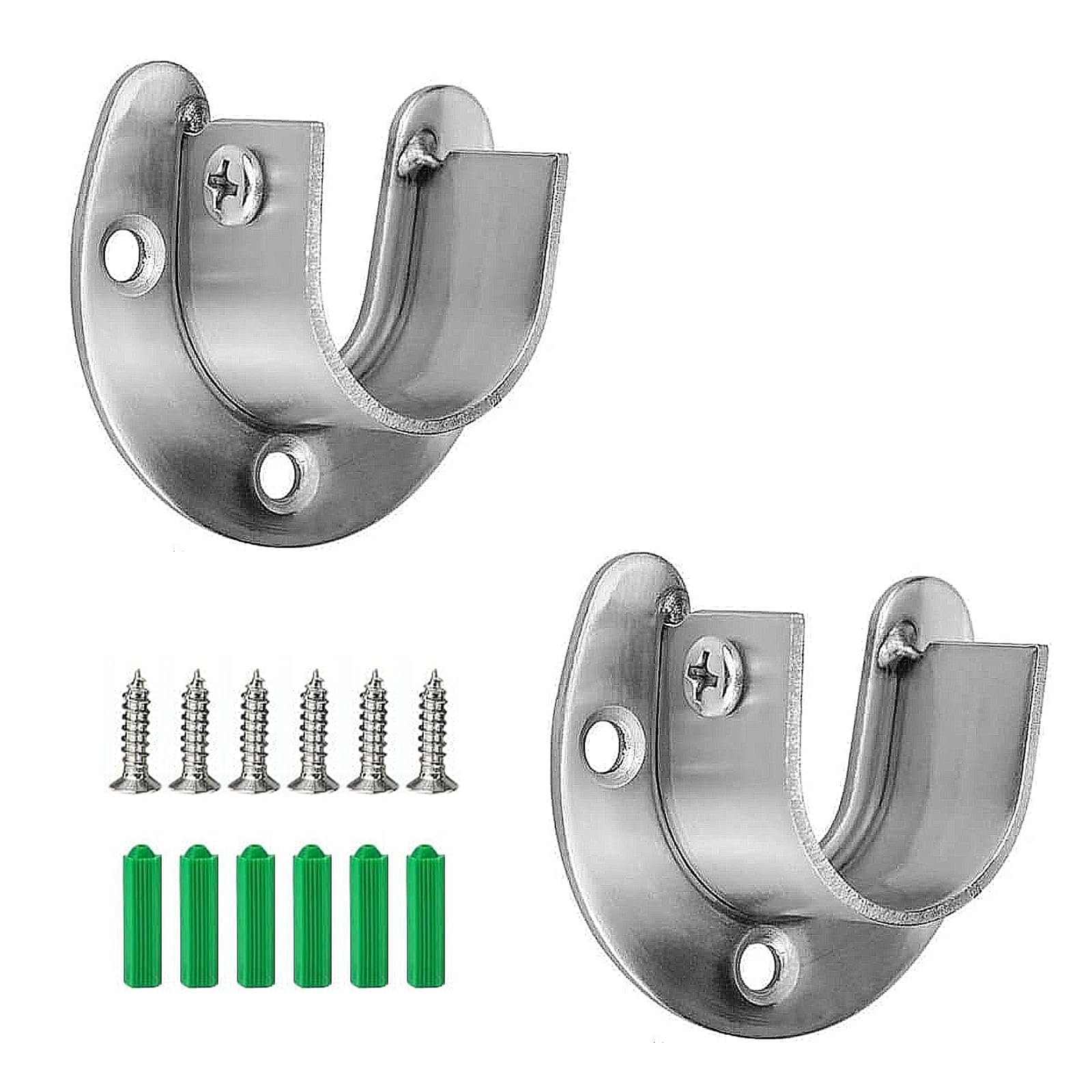 2 Pack Wardrobe Rail Bracket, Wardrobe Pole Brackets, Curtain Rod Holder, Flange Rod Holder, for Wardrobe Shower Curtai(25mm)