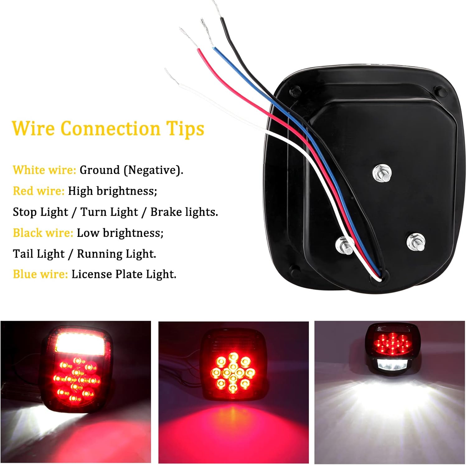 LIMICAR RV Tail Lights, 39 LED Trailer Lights, Red/White Dual Colors Stop Tail Turn Signal Backup Reverse RV Brake Lights for Jeep YJ TJ JK CJ Trailer Truck Caravan