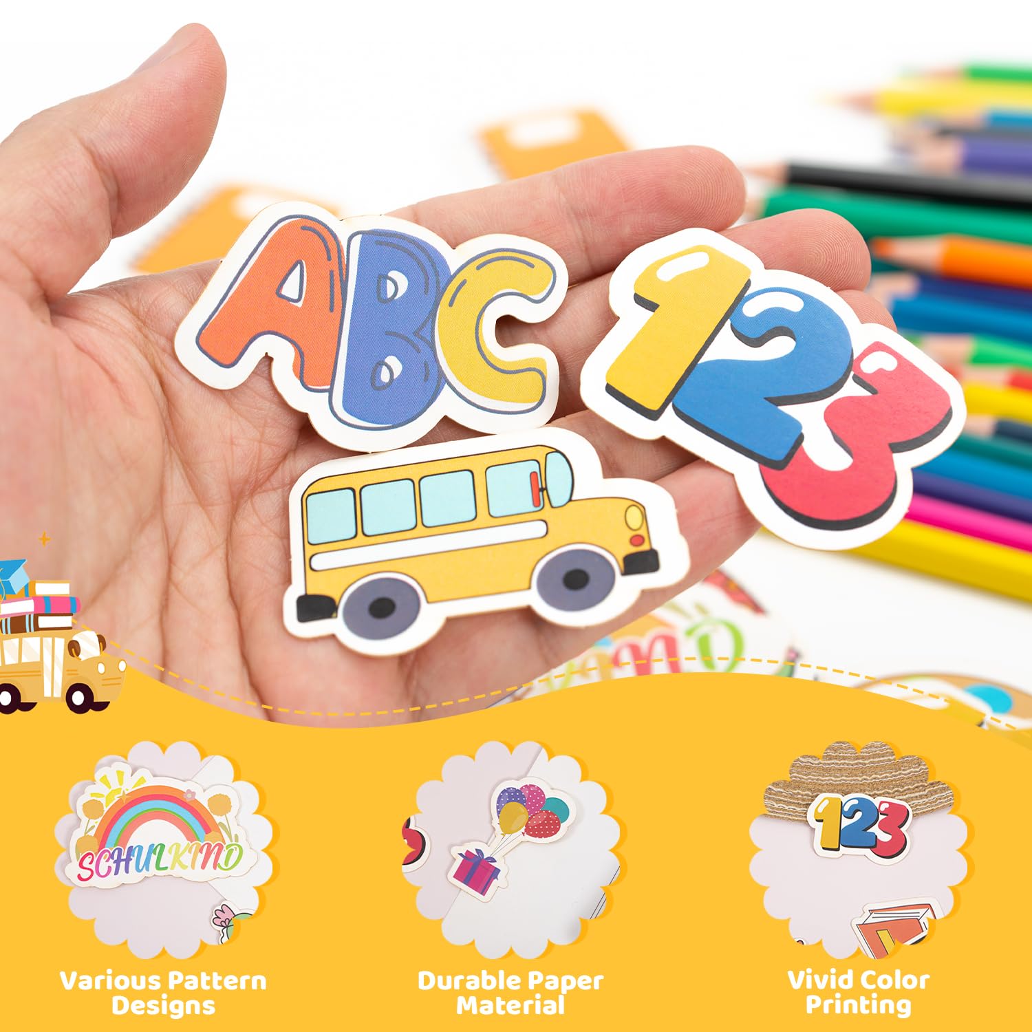 Streudeko Zum Schulanfang – 3-teiliges Set Mit Zahlen, Buchstaben & Glückwünschen