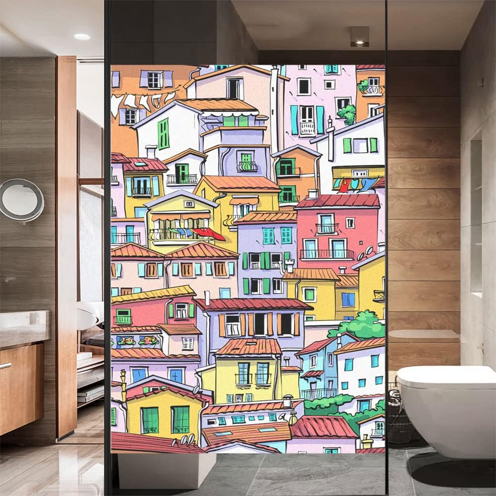 Privacy Window Film House Painting Decorative Film Static Cling Window Coverings Heat Control Glass Sticker for Home Office W19.7 x H78.74(50x200cm)
