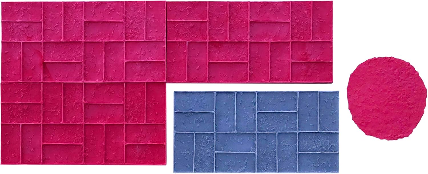 Worn Brick Basketweave | Decorative Concrete Stamp Mat Set by Walttools (5 piece)