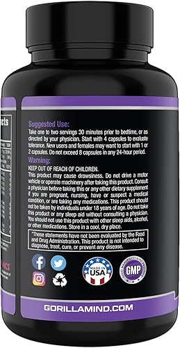 Miniatura 3 de Gorilla Dream Premium Sleep Aid - Suplemento integral para dormir y recuperación con infusión nootrópica, GABA, melatonina, raíz de valeriana,