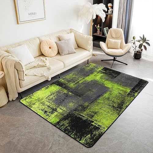 Erosebridal Grunge - Alfombra verde lima para dormitorio, 3 x 5 pulgadas, color negro, gris, acuarela, ombré, hippie, graffiti, teñido anudado,