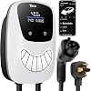 Tera Electric Vehicle Charger J1772: ETL Certified Level 2 40 Amp 240 Volt DIY Stickers Home EVSE with Manual Setting Amps Schedule on Unit NEMA 14-50 25 FT Cable W02
