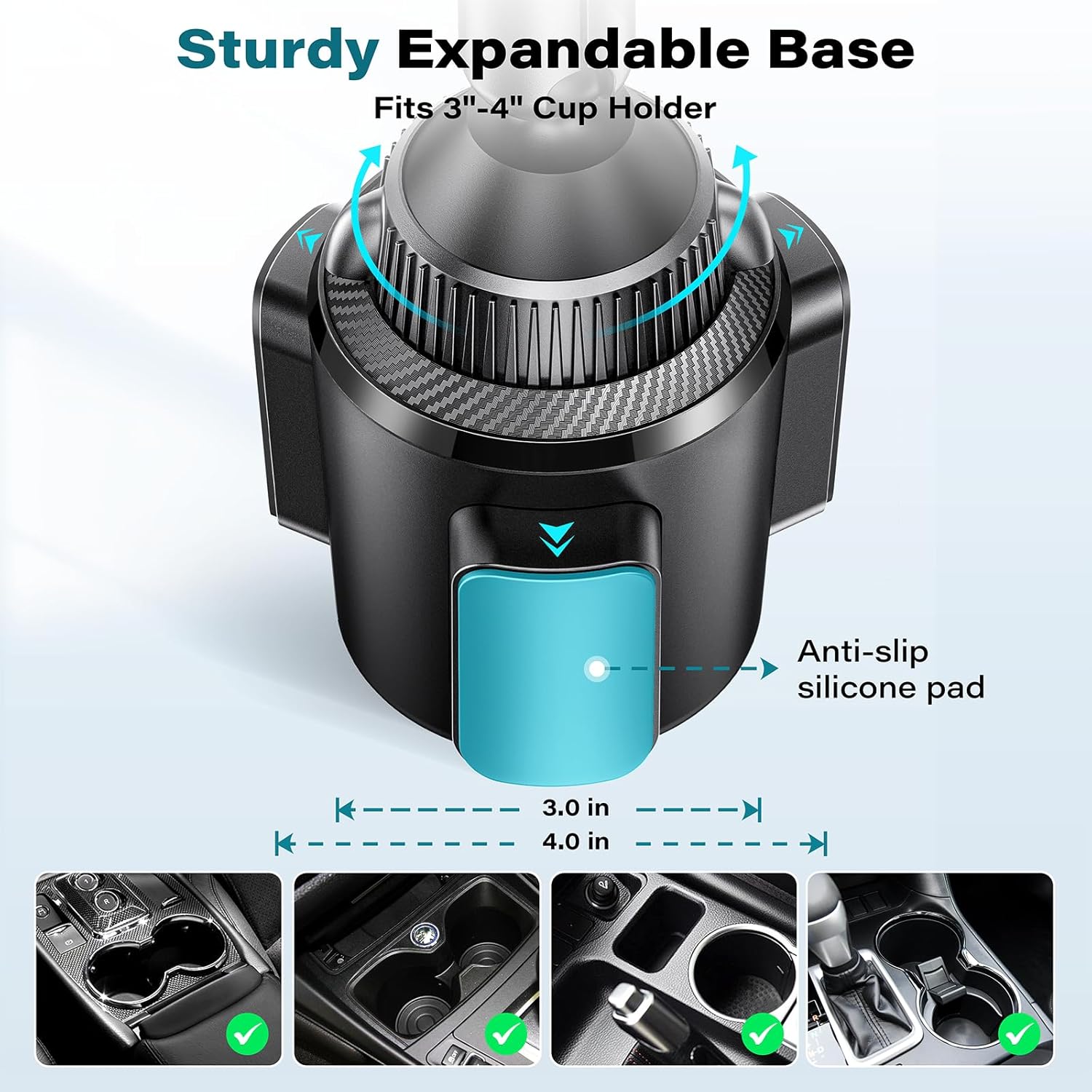 EXELIQ Upgraded Magnetic Cupholder Phone Holder for Car - Ultra Strong N55 Magnets, Flexible Tri-Pivot Cup Phone Mount for Tesla Truck SUV, Compatible with iPhone 17-12 Samsung Android, Not Charger