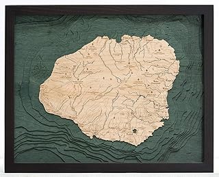 Kauai, Hawaii 3-D Nautical Wood Chart, 16 x 20
