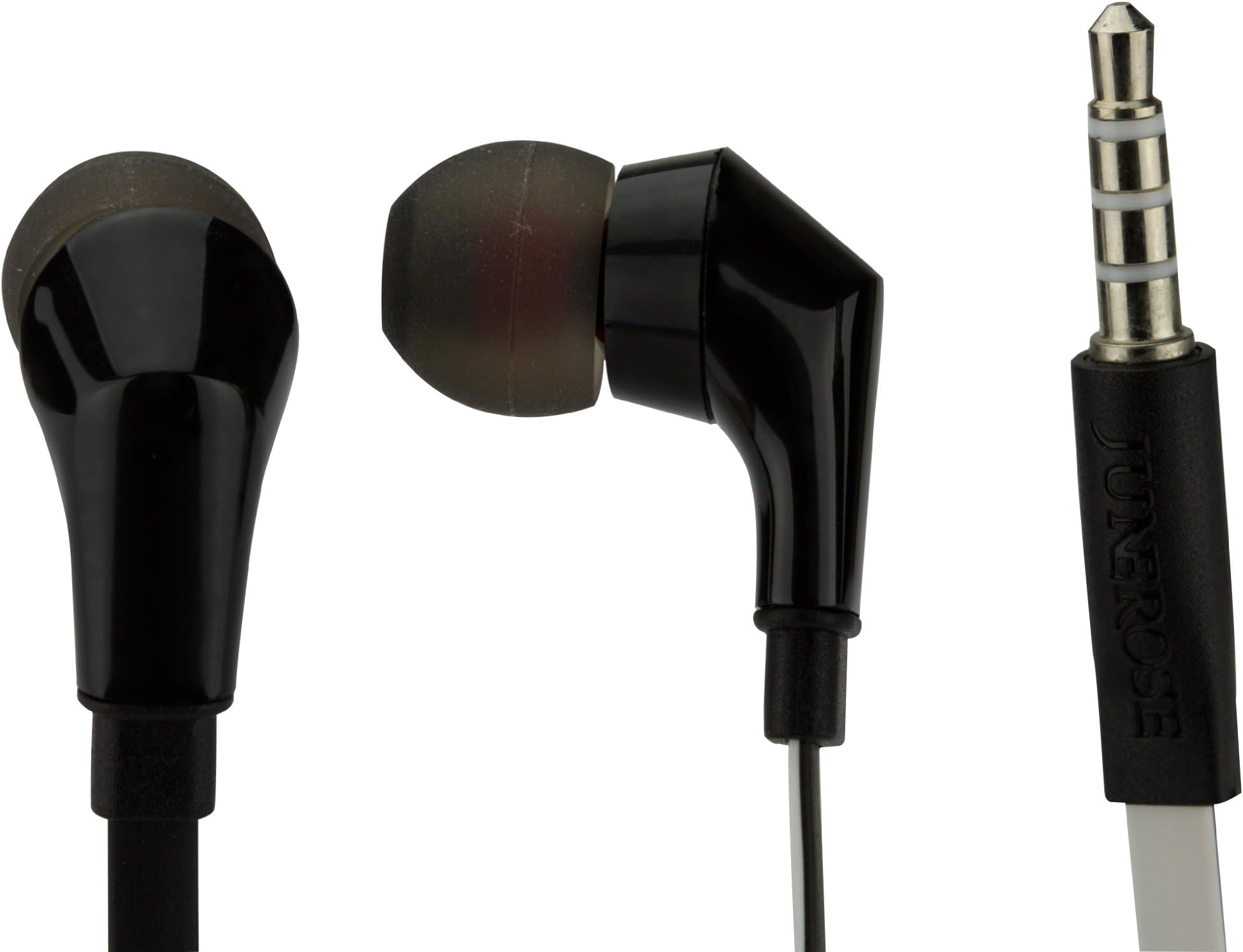 Junerose JR-810 Earphones 2 Color Flatwire 3.5mm Stero Jack (Black/White)