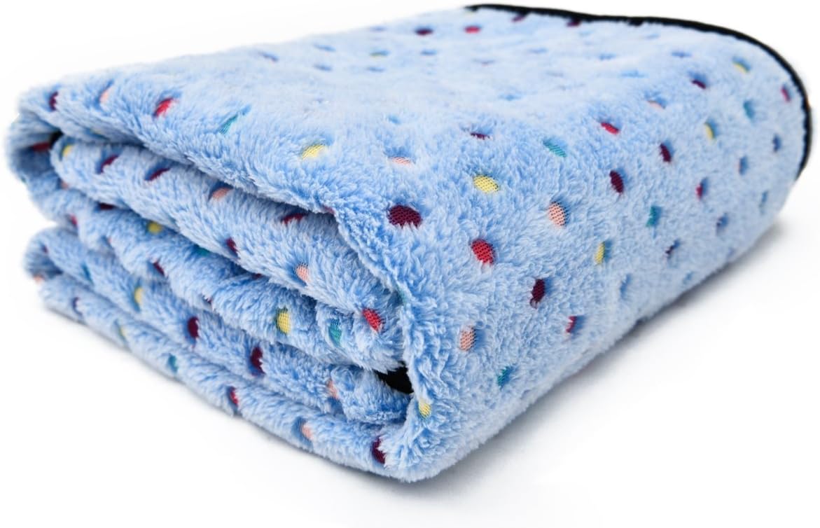 PAWZ RoadPet Dog Blanket Fluffy Fleece Fabric Soft and Cute Warm Dot Print Blanket Washable for Cats and Dogs Blue M:104 * 78cm