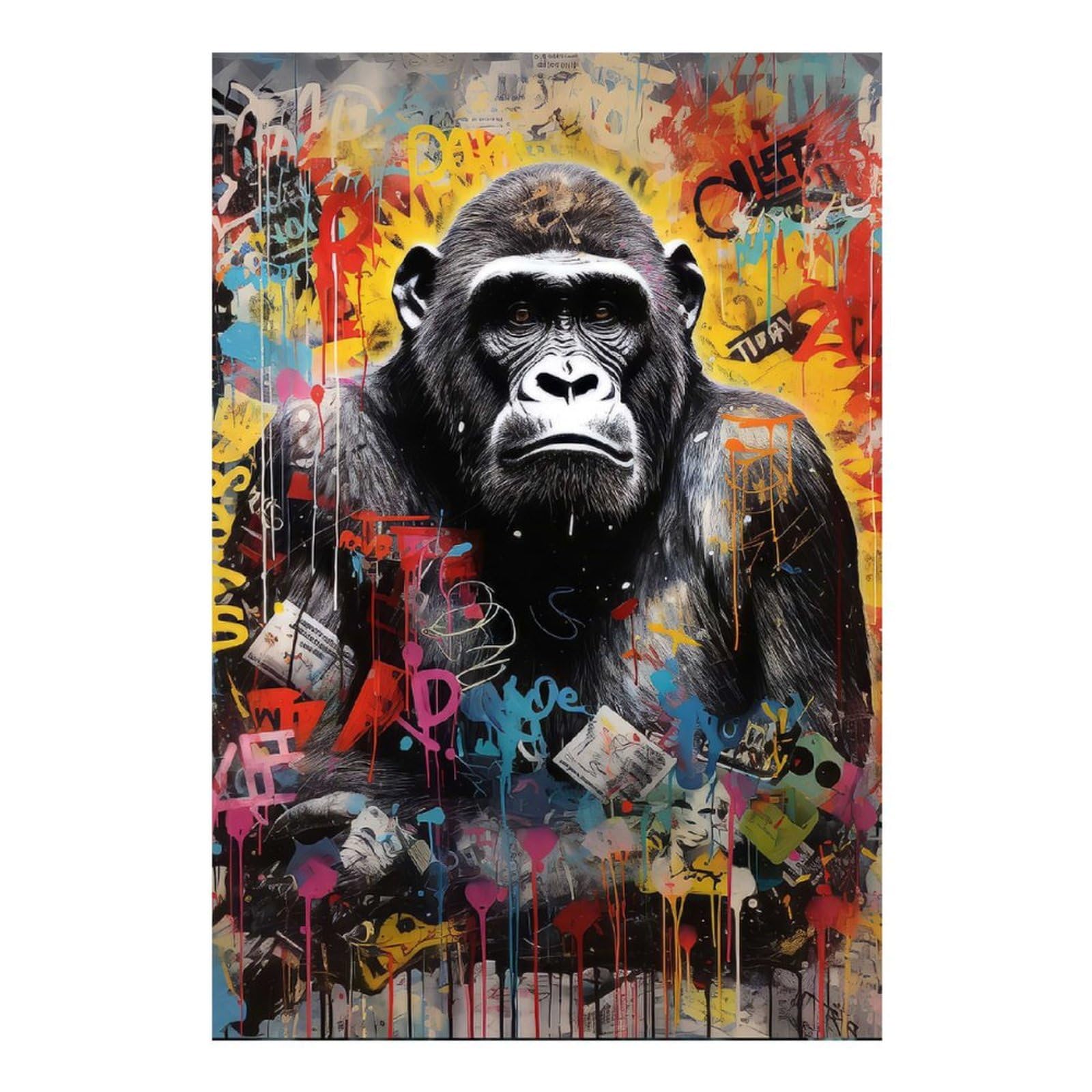 Poliuaws Banksy Style Gorilla Art Diamond Painting Gem Art Kit And Crafts Diy Diamond Art Kits Adults For Home Wall Decor Gifts 8"X12"