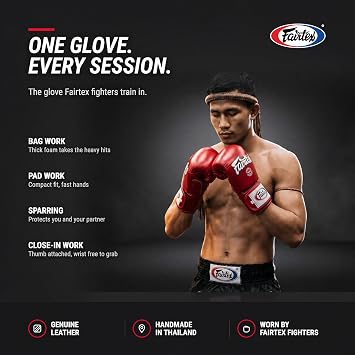 Fairtex BGV1 Boxing Gloves, Lightweight Shock Absorbent Muay Thai MMA Gear
