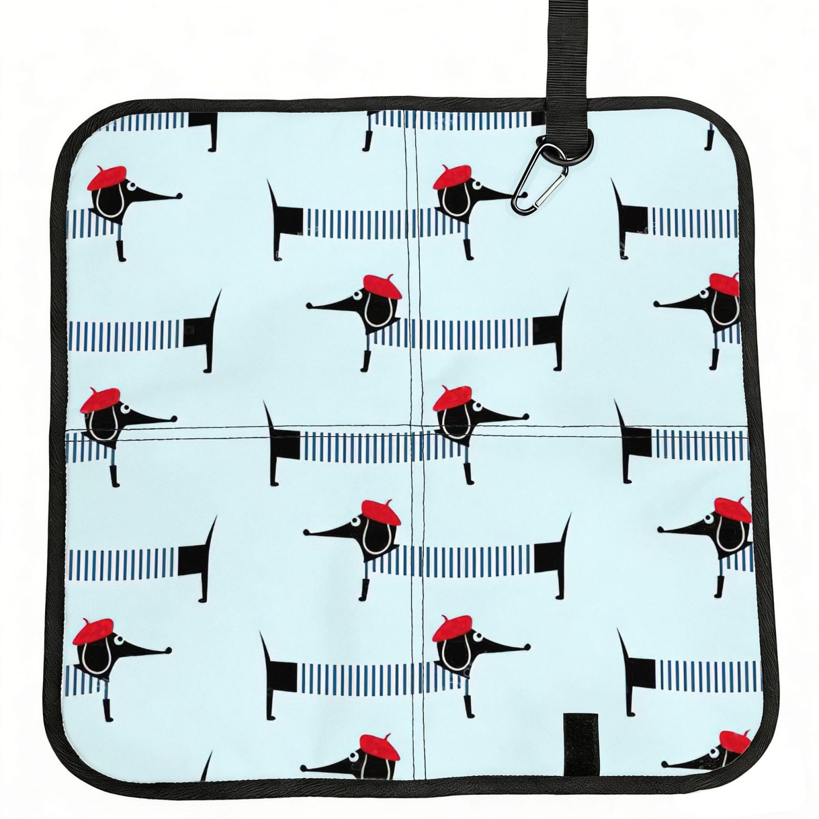VCzsdff Parisian Dachshund Print Portable Seat Cushion Folding Bleacher Pad Compact Picnic Sitting Mat Polyester 40cm