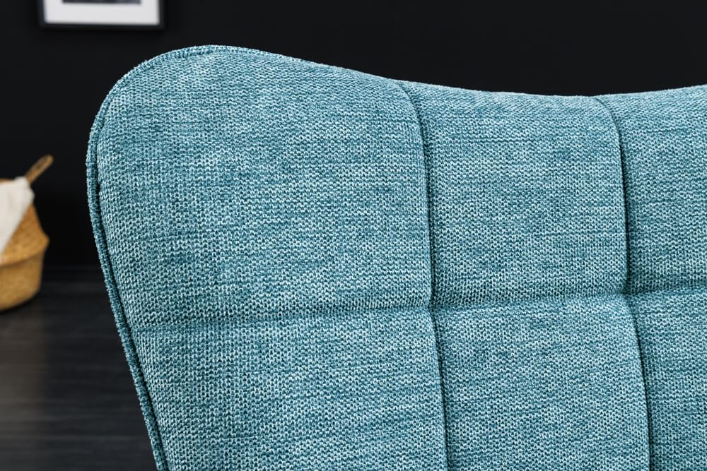 Riess Ambiente Moderner Sessel Scandinavia blau Strukturstoff Massivholz-Beine mit Armlehnen Ohrensessel Samtsessel Loungesessel TV-Sessel Wohnzimmersessel