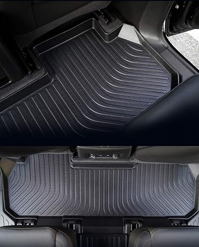 Miniatura 4 de Landrol Alfombrillas de repuesto para Chervrolet Chevy Traverse 7 asientos 2018-2022, forro resistente, color negro, parte delantera y trasera,