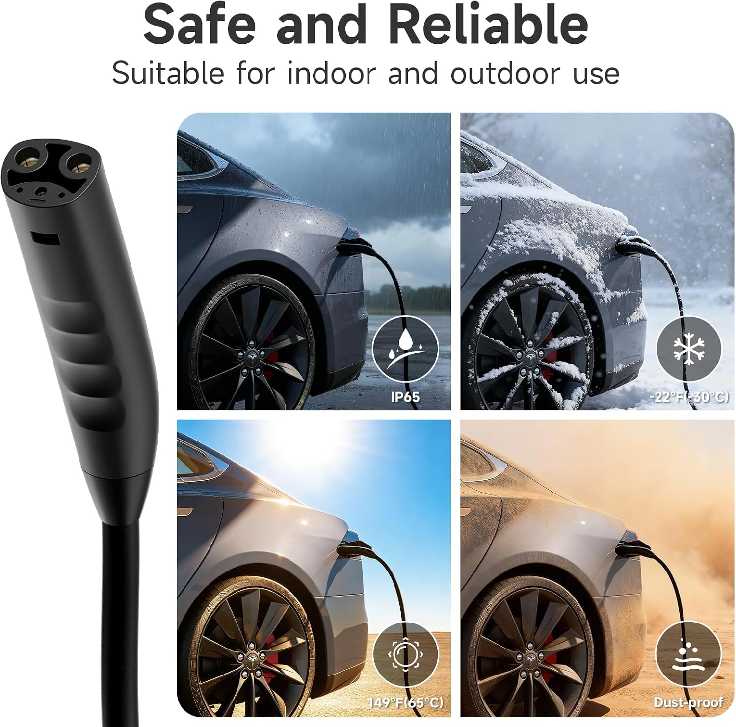 Level 1 Tesla Charger(110V-240V) 16A, Tesla Mobile Charger with NEMA 6-20 Plug&5-15 Adapter, 16.4FT/5M Extension Cord - Portable Electric Car Charger for Tesla Model Y/3/S/X
