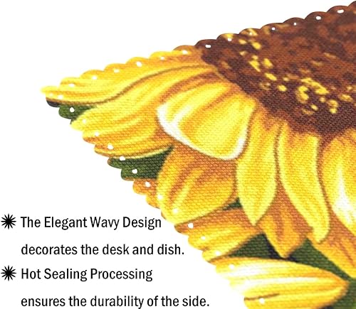 Miniatura 5 de visesunny Juego de 4 manteles individuales retro con diseño de girasoles para decoración de escritorio, antideslizantes, resistentes al calor, para