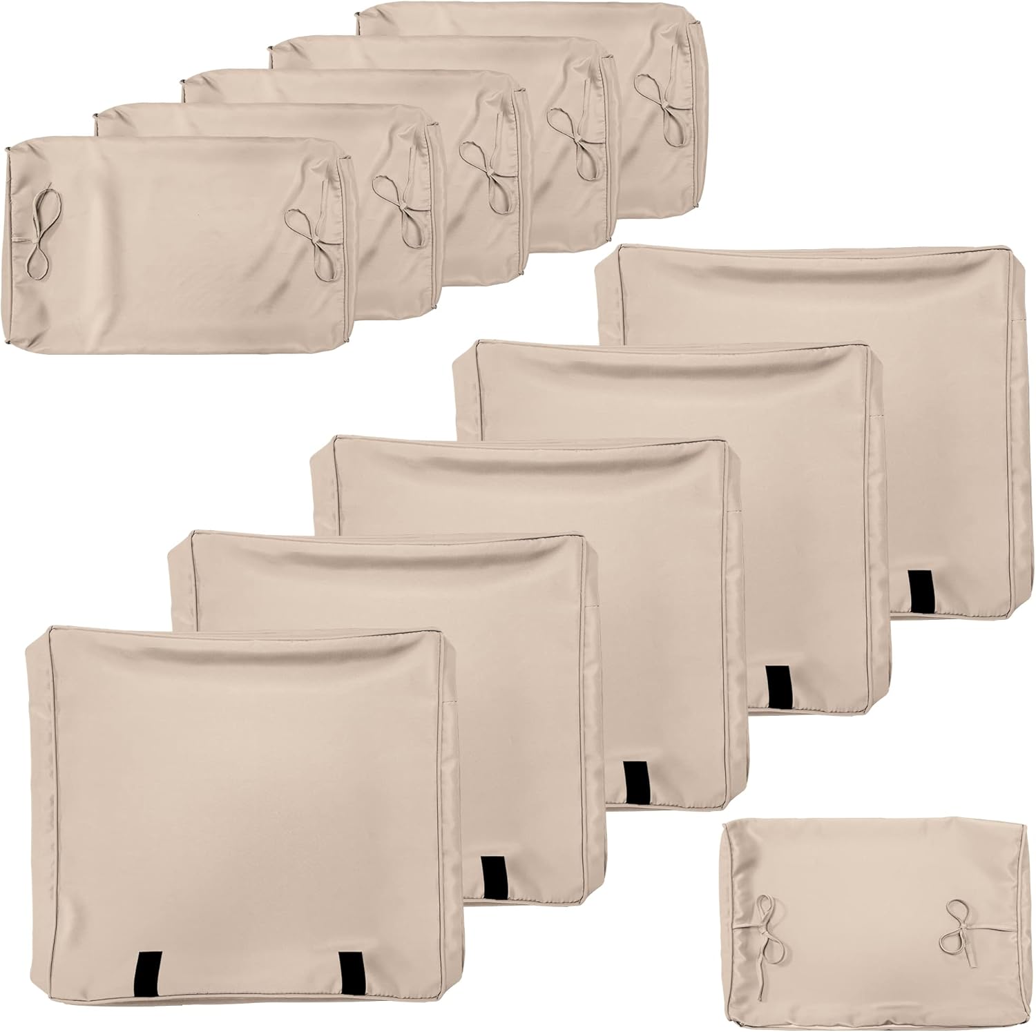 Kurapika Outdoor Cushion Slipcovers 11PCS Patio Set Cushion Covers Replacement for Outdoor Furniture Set, Outdoor Sofa Seat Cushion Cover and Backrest Pillow Covers (Sand)