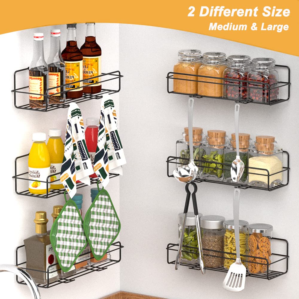 WEJIPP Spice Rack Holders Organizer for Wall Mount,Hanging Spice Shelf Storage Racks Seasoning Organizer Extra Storage for Kitchen Pantry Cabinet Cupboard Door Mount,4 Packs