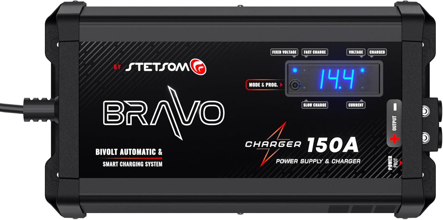 Stetsom Bravo Charger 150A PRO Bivolt, Battery Charger 150A, Car Audio System Power Supply Bivolt Automatic 127v/220vAC, Fixed/Slow/Fast Charge Mode, Stetsom Battery Charger, Smart Charger Battery