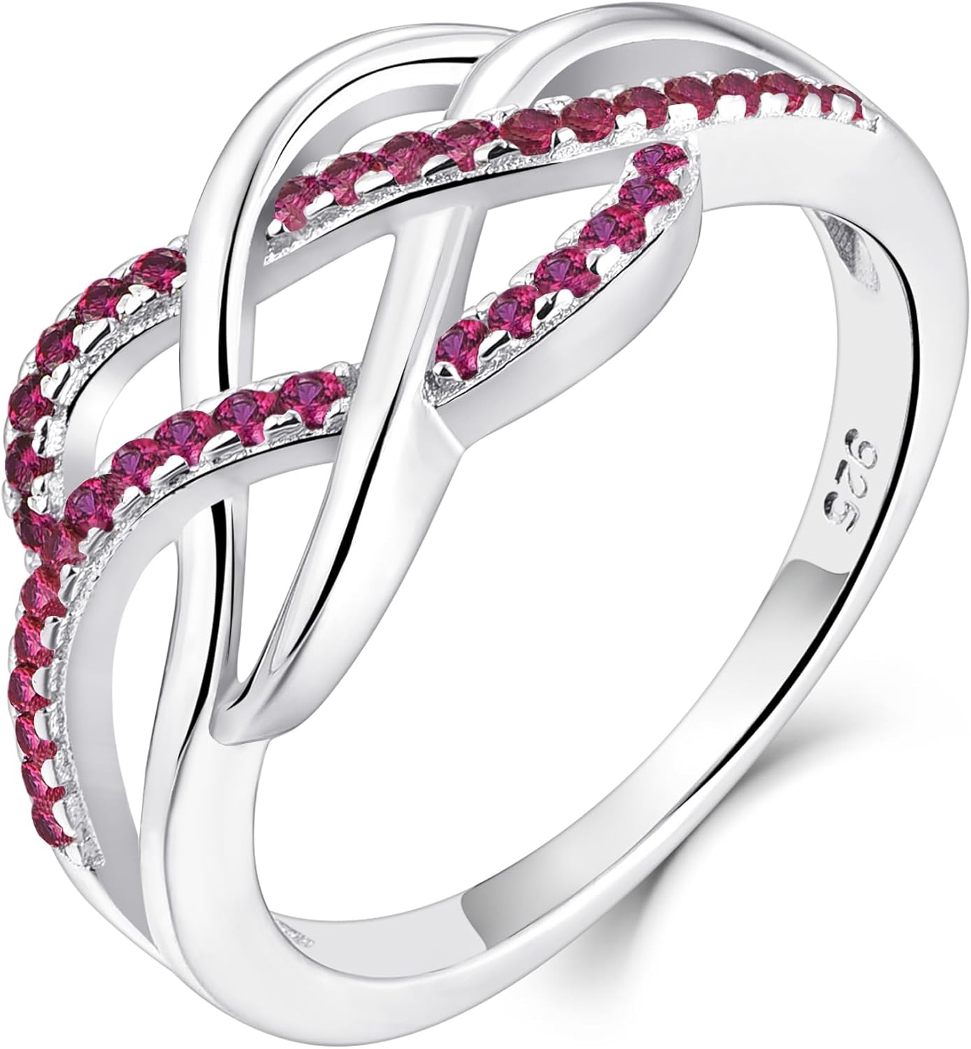 YL Celtic Knot Rings 925 Sterling Silver Twisted Knot Ring Birthstone Infinity Statement Jewelry for Women-size5