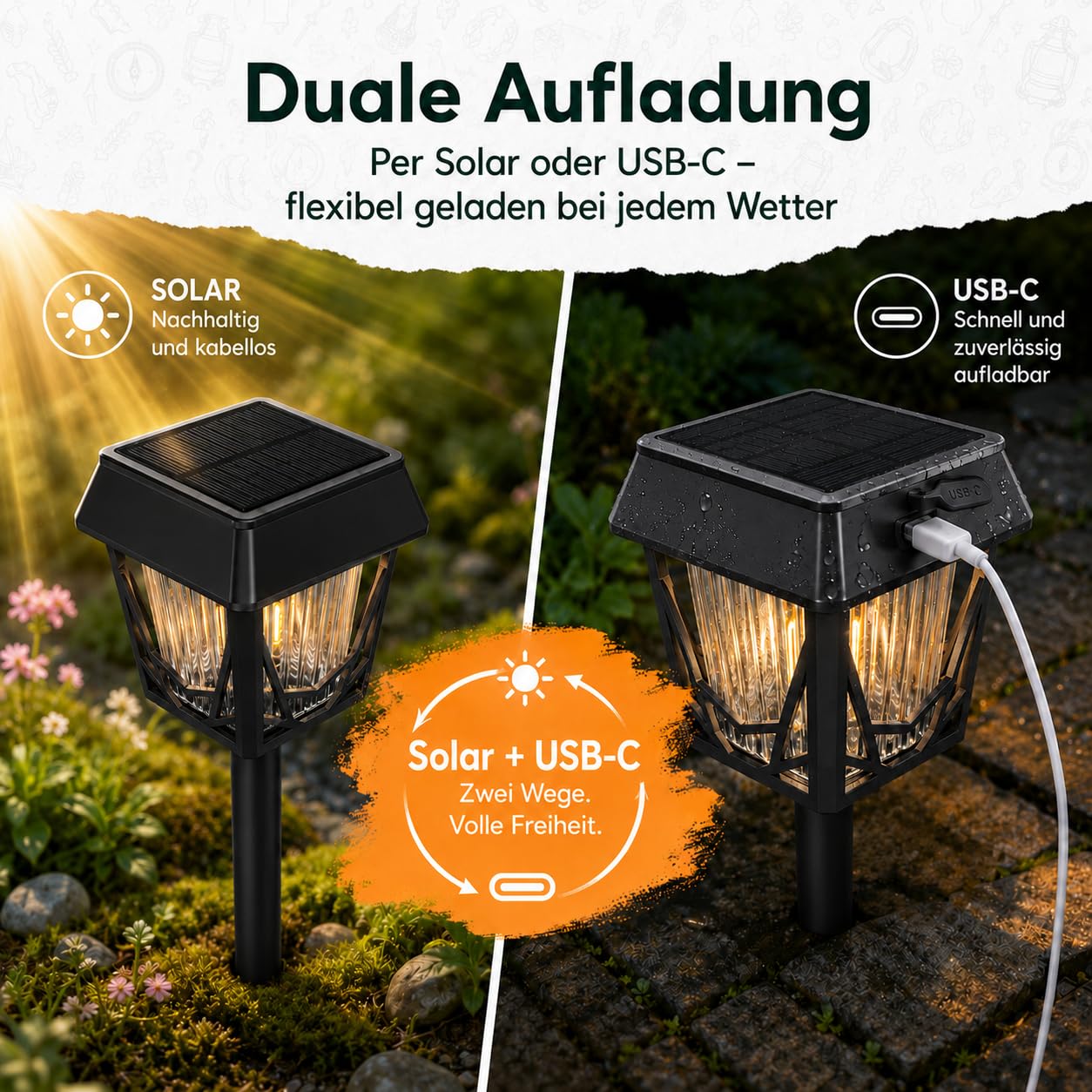 ROCAM Solarleuchten Garten Außen 6er Set, Solarlampen für außen Wegleuchten