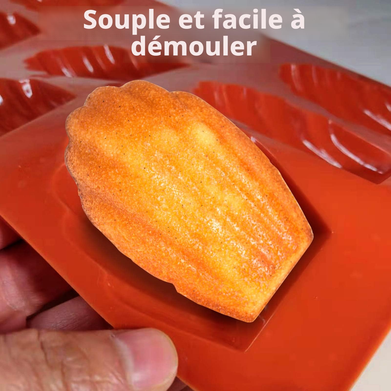 Lot de 2 Moule Madeleine Silicone Antiadhésif 9 Cavités Brun
