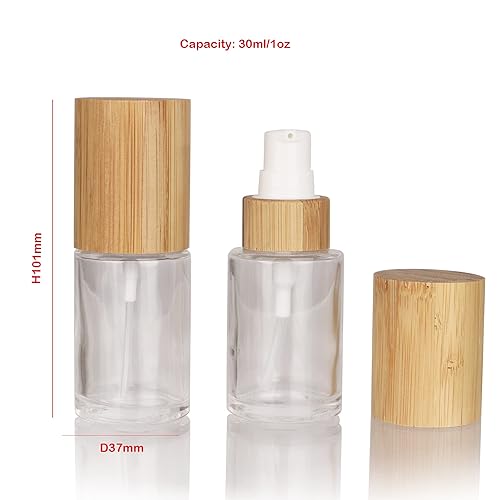 Miniatura 2 de COSIDEA 6 botellas vacías de vidrio transparente con dispensador de bomba de loción, botellas de crema cosmética de emulsión recargable, recipiente