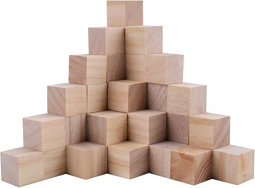 Tosnail Paquete de 150 cubos de madera sin terminar de 1 pulgada, bloques de madera en blanco para hacer manualidades