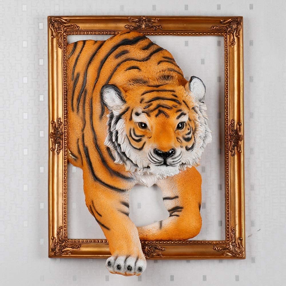 咆哮・猛虎タイガー金型レリーフ・装飾壁掛・絵画風・美術作品・耽美な