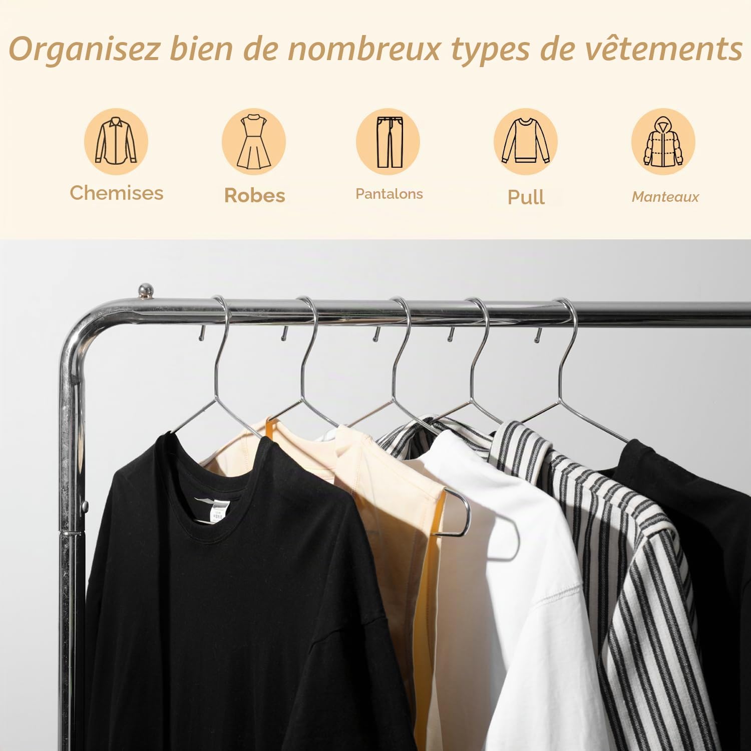Urby Lot de 30 cintres extra larges pour vêtements de grande taille, 50 cm, acier