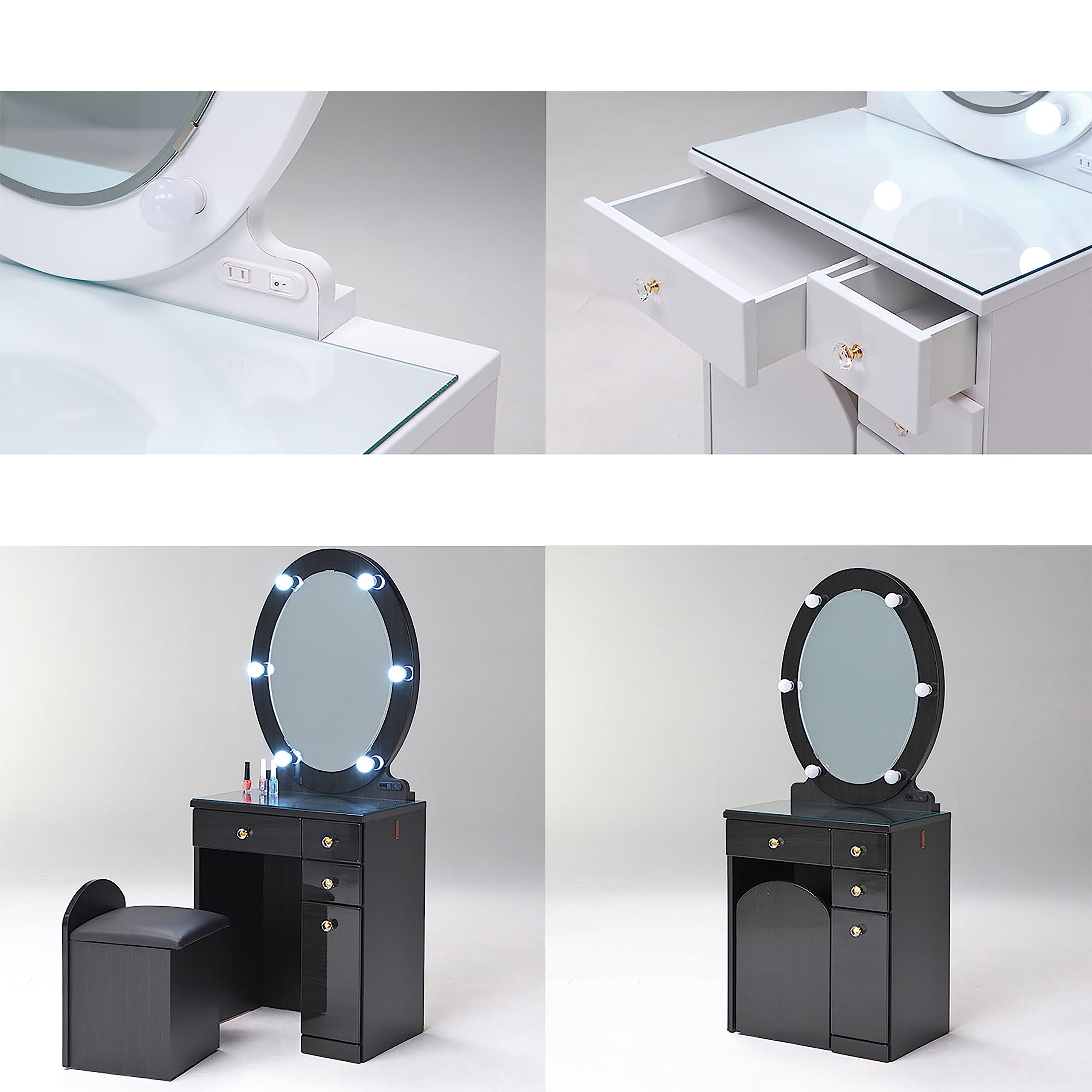 Amazon.co.jp: ドレッサー ライト付き 化粧台 コスメ台 幅60 LED 照明