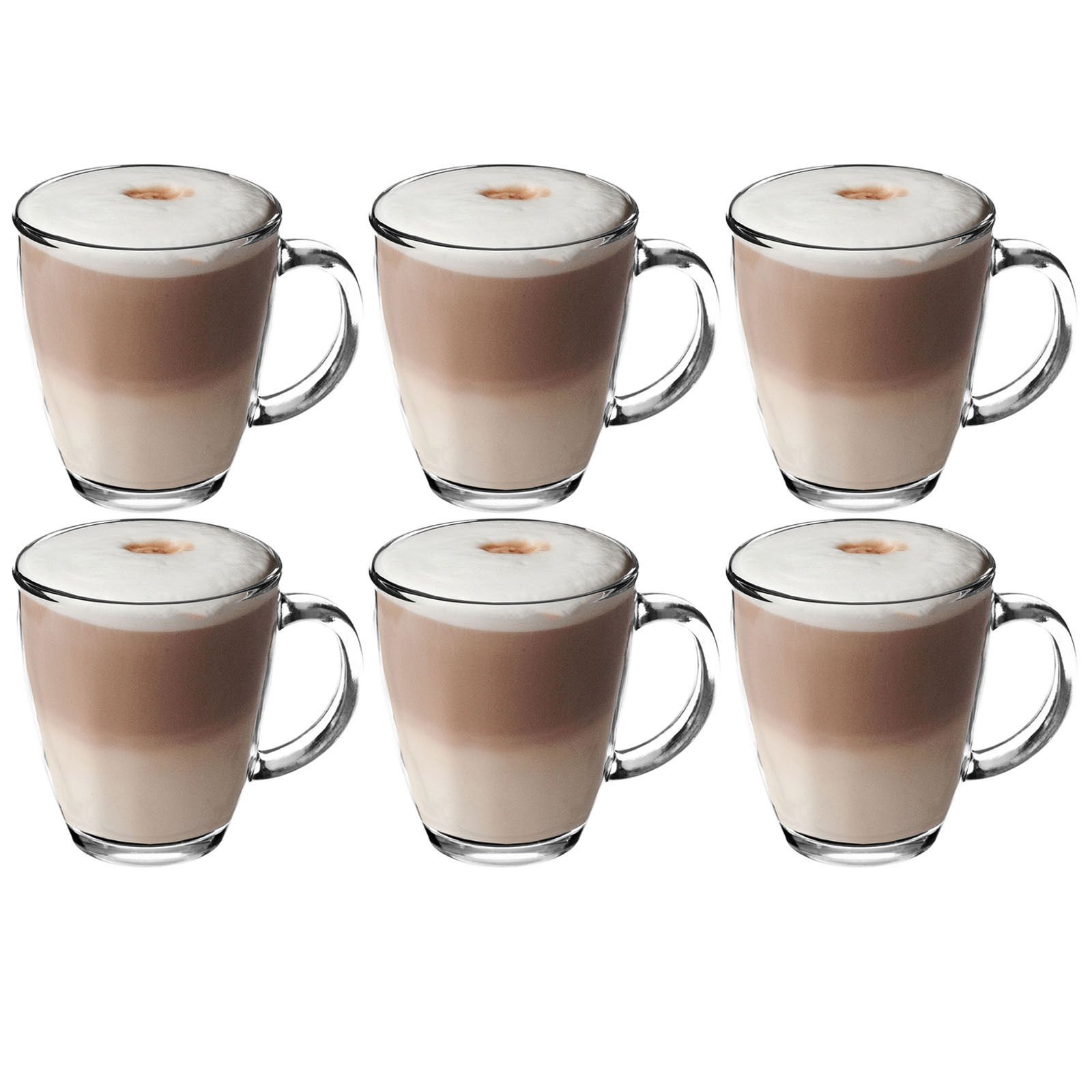 Get Goods Transparent 350Ml Latte Glasses - Thick Toughened Glass Mugs - Coffee/Tea/Espresso/Cappuccino - Dishwasher Safe (6 Glasses)