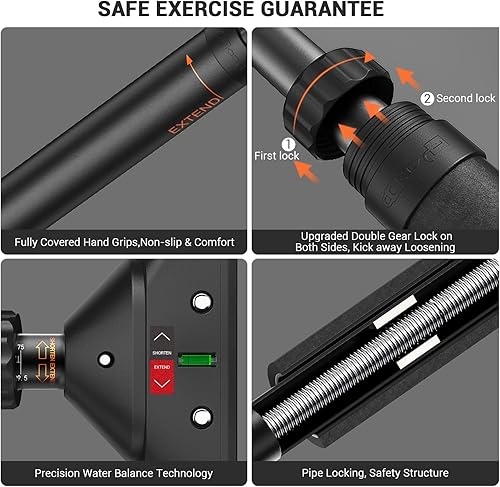 Miniatura 5 de Barra de dominadas para puerta, barra de entrenamiento de fuerza sin tornillos, mecanismo de bloqueo de ancho ajustable con barra antideslizante