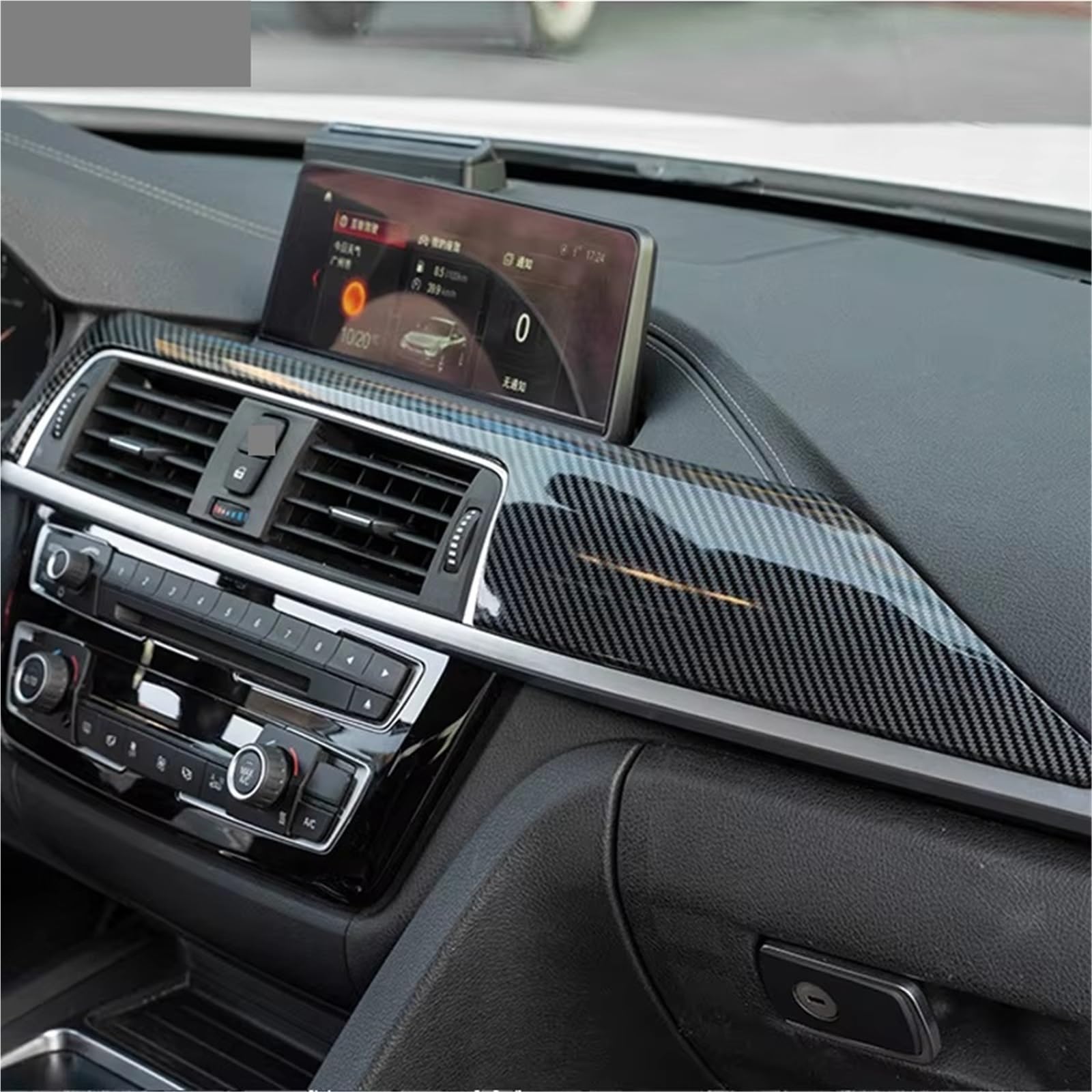 Adorno Salida De Aire Compatible Con F30 F34 F32 F33 F36 2013-2018 Patrón De Fibra De Carbono Embellecedor Interior Panel De Control Central Embellecedor Estilo De Coche