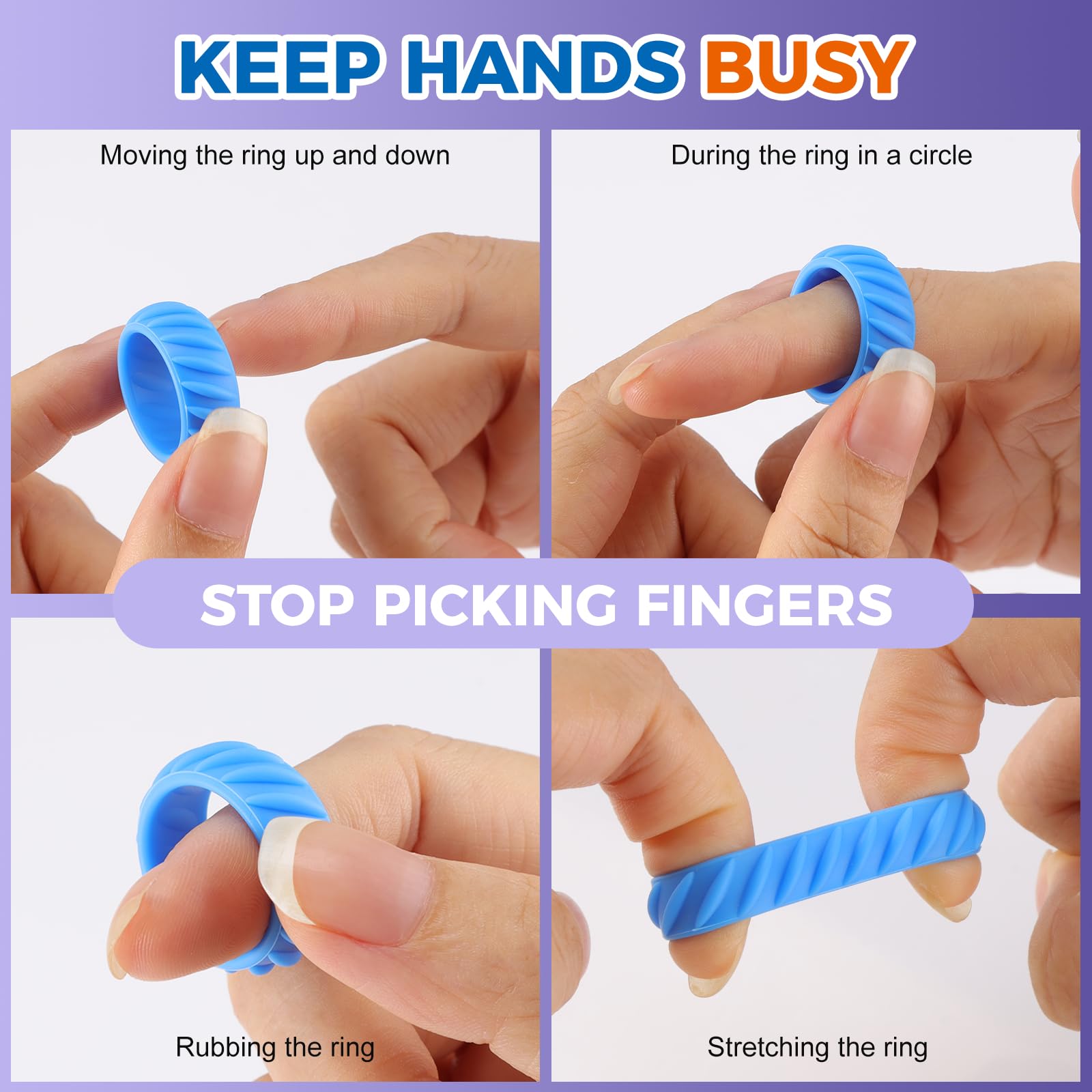 Hbaid Fidget Rings - 12pcs Sensory Finger Toys for Calming Focus & Anxiety Relief, Primary Colors - Image 3