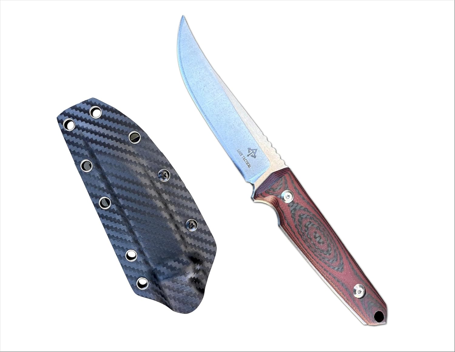 Fixed Blade Knife, Carbonfiber & G10 Scales, EDC With Kydex Sheath,Ideal for Skinning, Survival, Camping, Hunting & Outdoor, Tactical Pocket Knives For Outdoors (AT_007)