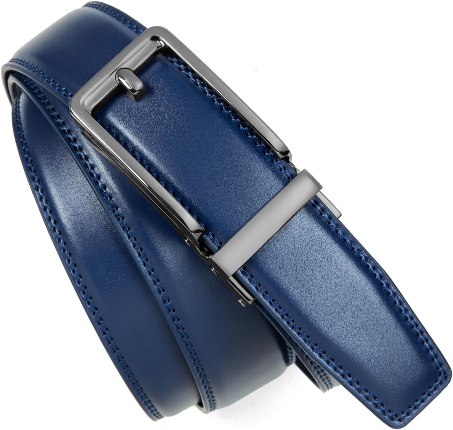 Founders & C Men's Leather Ratchet Comfort Click Belt Dress with Slide Buckle -Adjustable Trim to Fit - Image 3