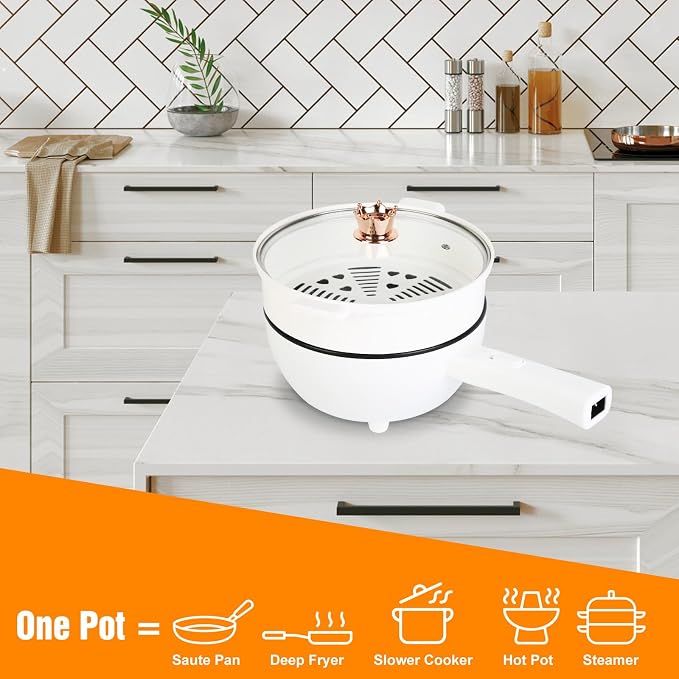 Olla Eléctrica Hot Pot 3L con Vaporera Antiadherente Blanca Moclever miniatura 7