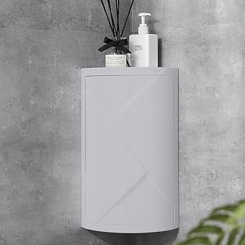 Plastic Corner Bathroom Storage Cabinet, Cabinets for Storage with Rotating Door, Bathroom Storage Cabinet Wall Mounted Size 2 Layer