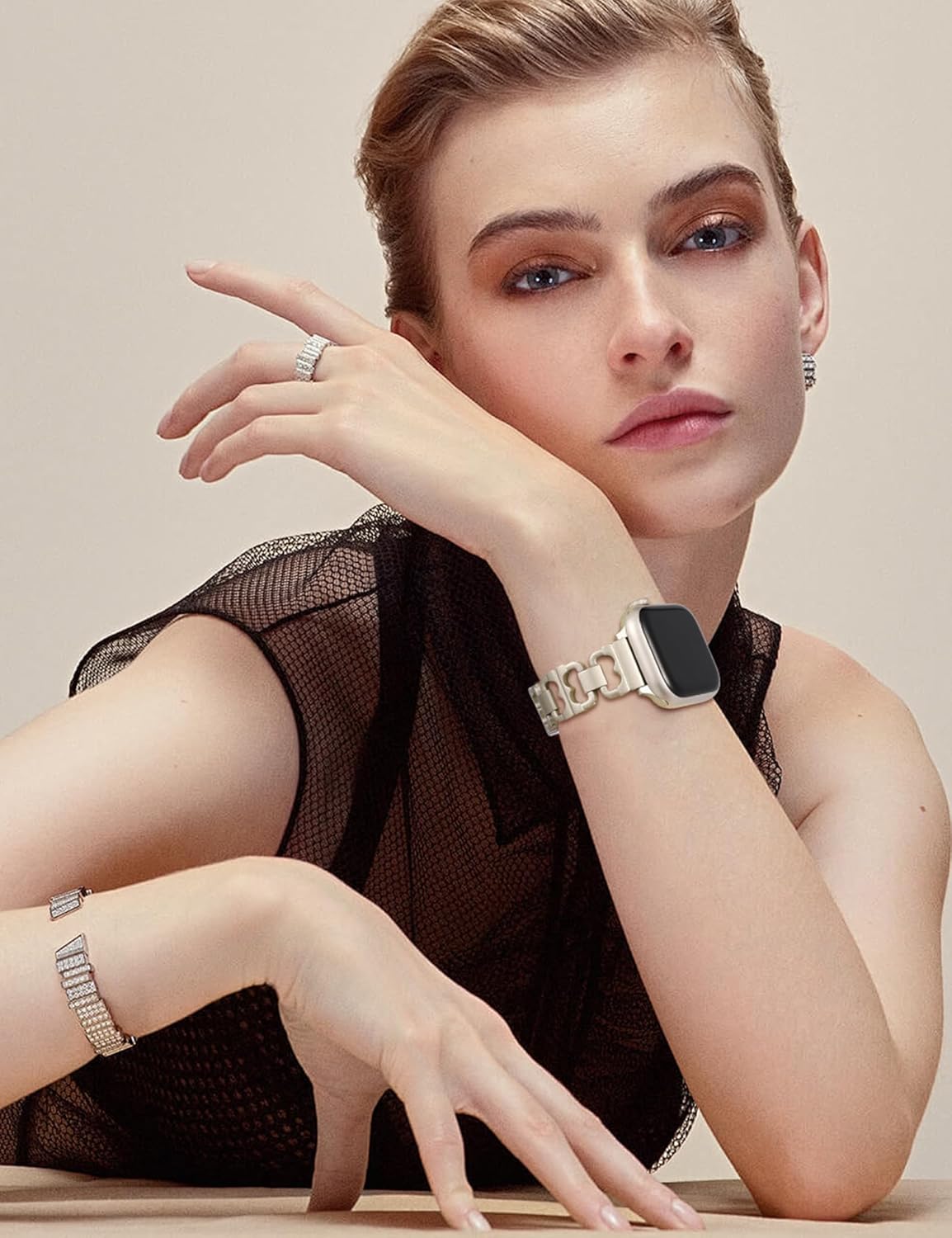 Wearlizer Compatible with Apple Watch Band 42/46/38/40/41/44/45/49mm Women, Dressy Pretty Stainless Steel Metal Strap Fancy Designer Link Bracelet for iWatch Series 11 10 9 8 7 6 5 4 3 SE/Ultra 3 2 1 - Image 5