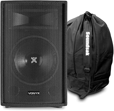 VONYX SL12 12" Passive DJ PA Speaker Set - 600W Two-Way Audio with Bass Reflex Design, Piezo Horn, Robust Woofer, Includes Universal Speaker Carry Bag for Mobile DJs and Events