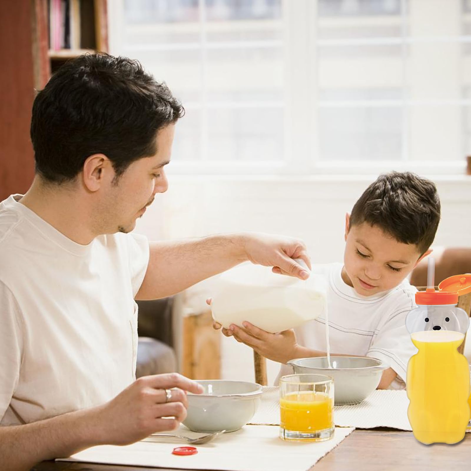 Lot de 2 gobelets en paille en forme d'ours à miel, réutilisables de qualité alimentaire et sans BPA, pour besoins spéciaux avec 2 pailles et 3 brosses de nettoyage