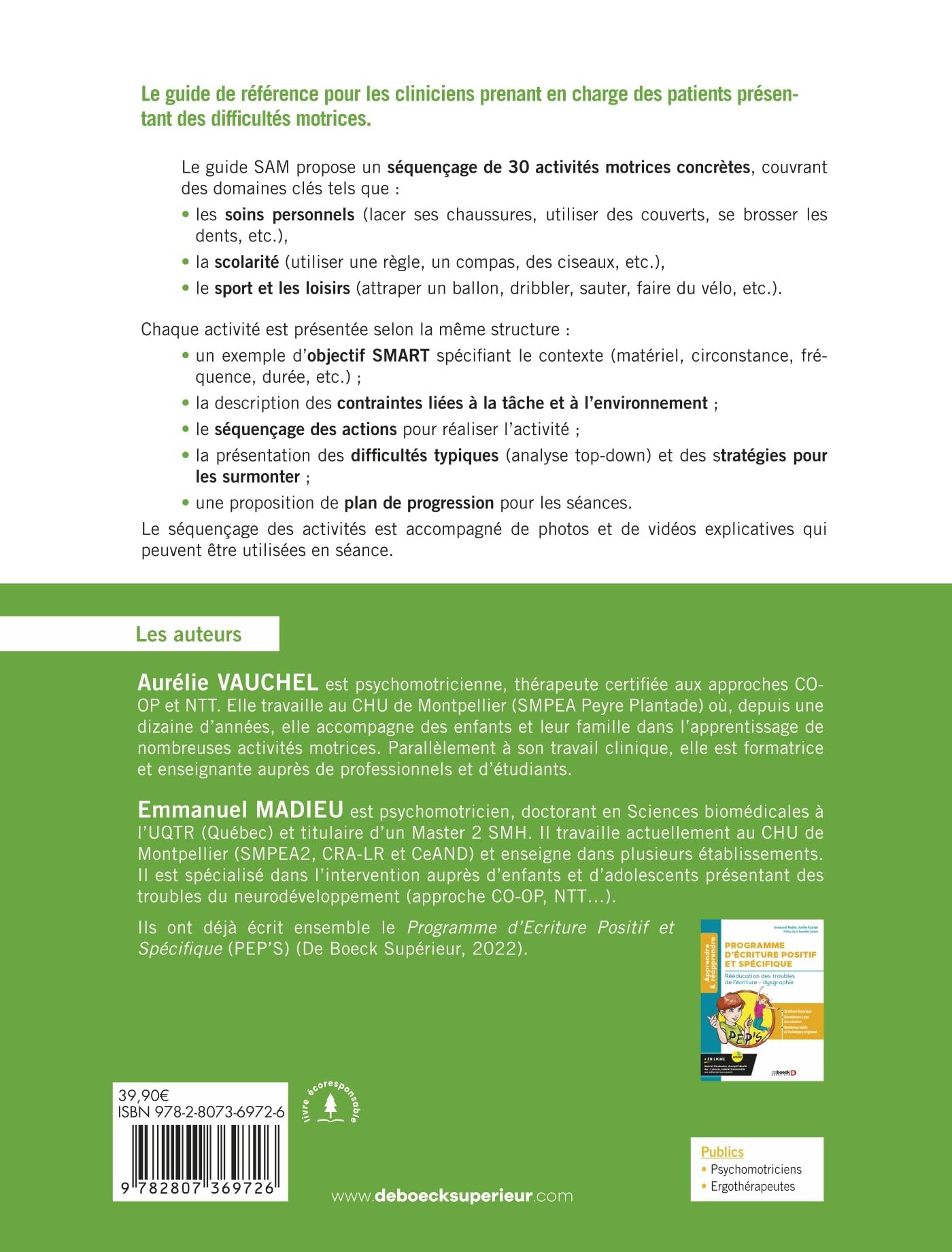 Guide de séquençage des activités motrices: Méthode d’intervention pour le TDC et autres troubles moteurs - Enfants et adolescents