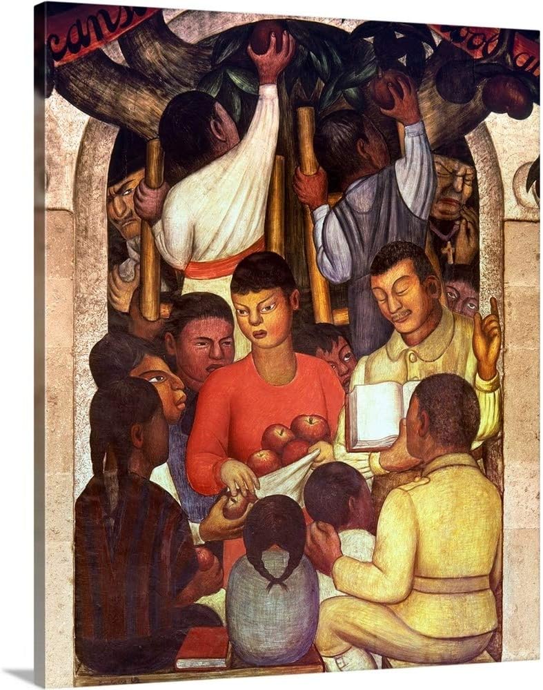 CANVAS ON DEMAND Rivera: Education, 1926 Canvas Wall Art Print by Diego Rivera, Classic, Home Decor, Design Artwork,11" x14in