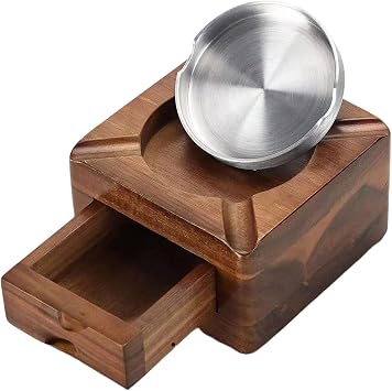 Premium Wood Clinker Tray Featuring 4 Slot Holder and Hidden Compartment for Small Items Elegant Wooden Ashtray
